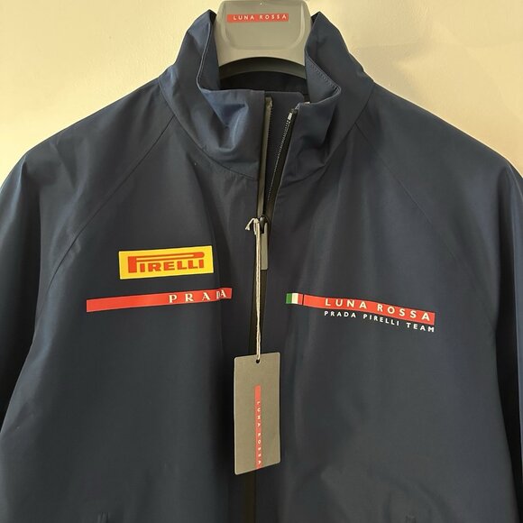 NWT PRADA LUNA Rossa Pirelli Jacket Windbreaker Coat Nylon Sz 42 Blue - Picture 4 of 10